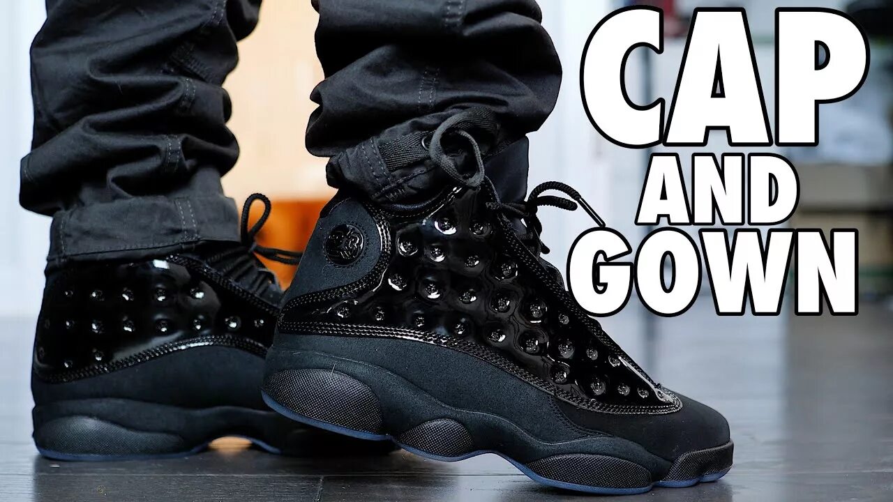 Jordan 13 cap and gown. Jordan 13 retro black cat. air jordan 13 black cat. jordan 13 cap and gown on feet.