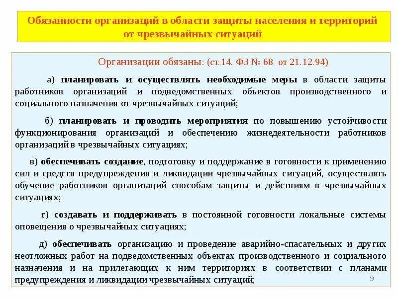 Обязанности по го и чс в организации