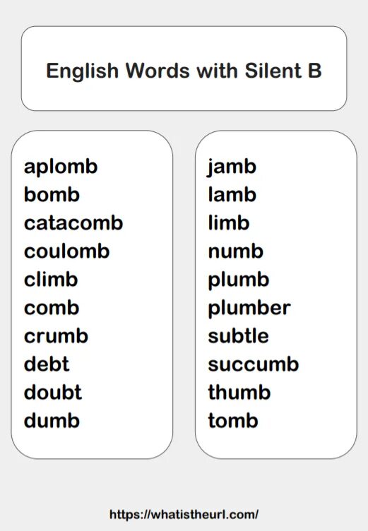 Words with Silent b. Silent b Words. Silent b в английском. Silent формы слова.
