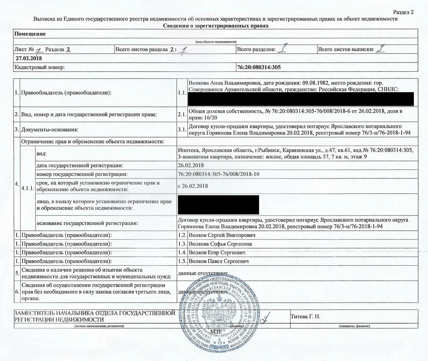 Дата регистрации собственности
