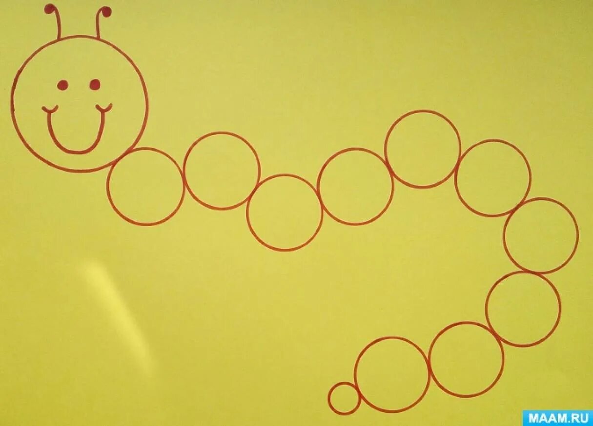 Рисование младшая группа шаблоны. Рисование кружочками. Гусеница кружками для детей. Аппликация гусеница в младшей группе. Рисование по кружочкам для дошкольников.