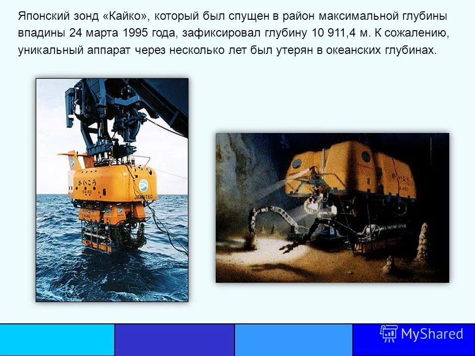 Японское максимальная глубина. Марианская впадина Кайко. Японский зонд Кайко. Марианская впадина презентация. Кайко (подводный аппарат).