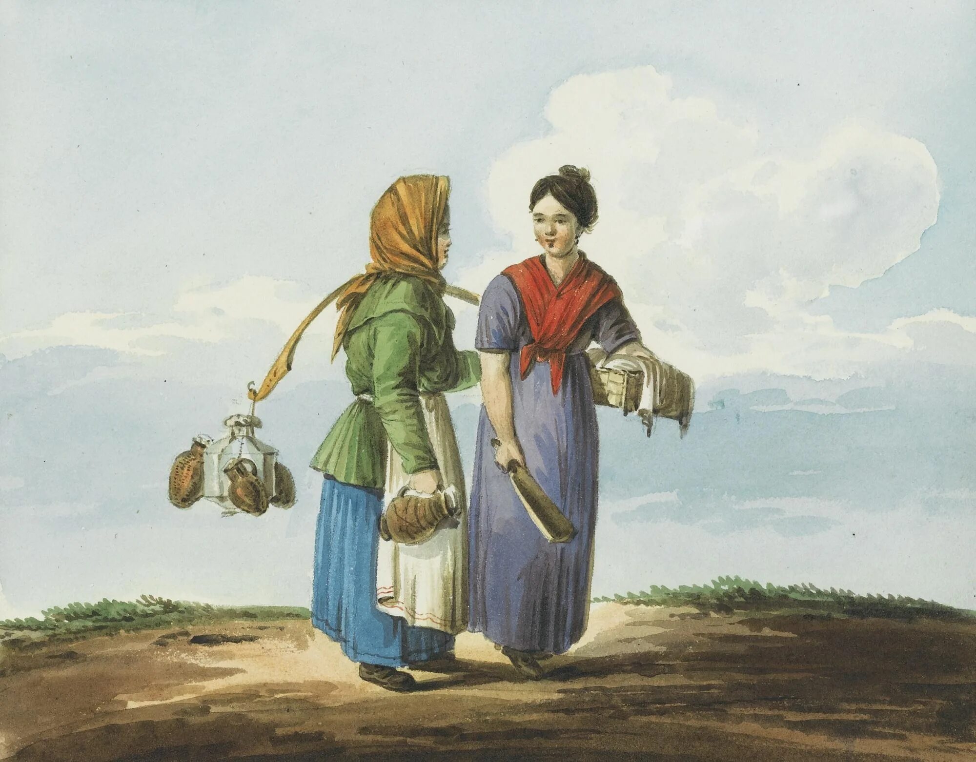 Две крестьянки. Крестьянка-прачка 19 века. Разговор крестьянок картина. Глупый крестьянин