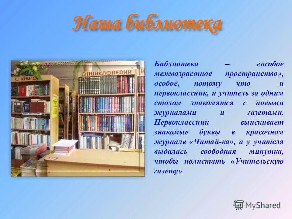 Описание детской библиотеки