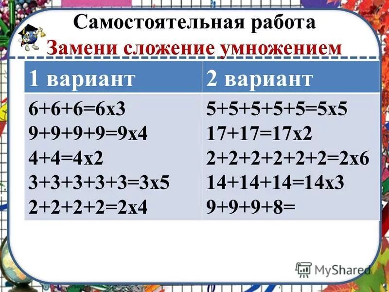 Умножение в поле gf2. Как заменить умножение сложением. Замена сложения умножением 2 класс. Замени сложение умножением на 3. И сложение и умножение 8.