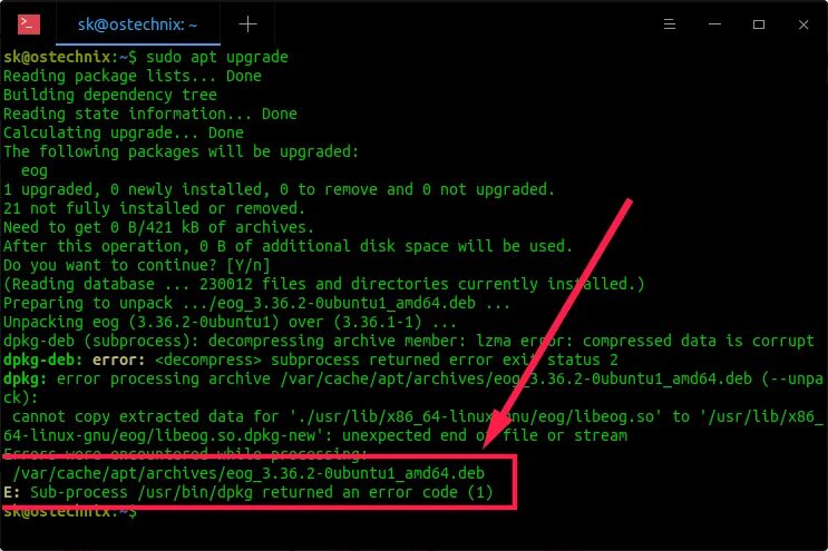 Error processing package. Ошибка убунту. Sub-process /usr/bin/dpkg Returned an Error code (1). Код ошибки линукс. Критический сбой линукс.