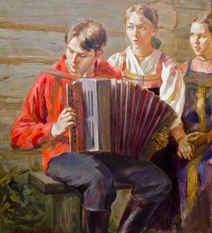 Русские народные композиции. Гармонь и гармонист 19 века. Гармонь в живописи.