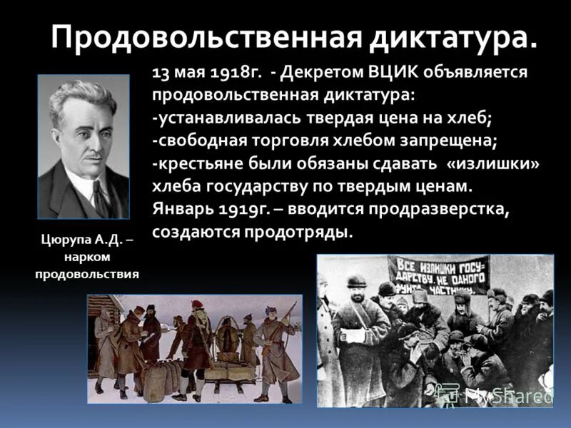 Введение продразверстки советской властью год. Продовольственная диктатура. Продовольственная диктатура 1918. Политика продовольственной диктатуры. Введение продовольственной диктатуры.