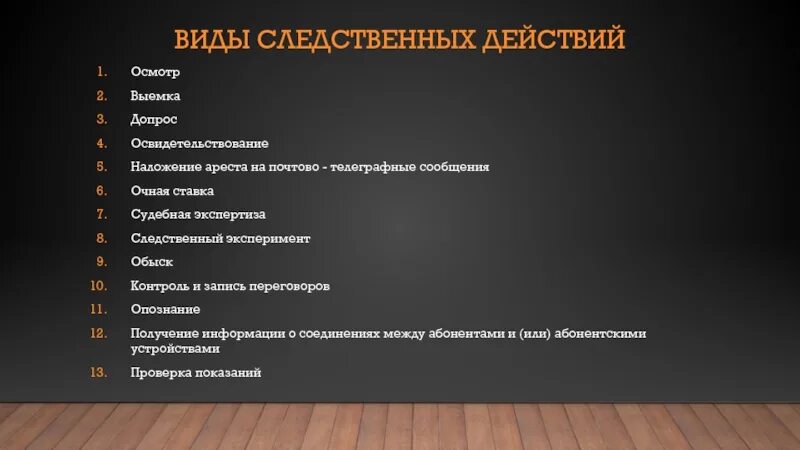 Виды следственных. Виды следственных действий. разновидность следственного действия 6 букв.
