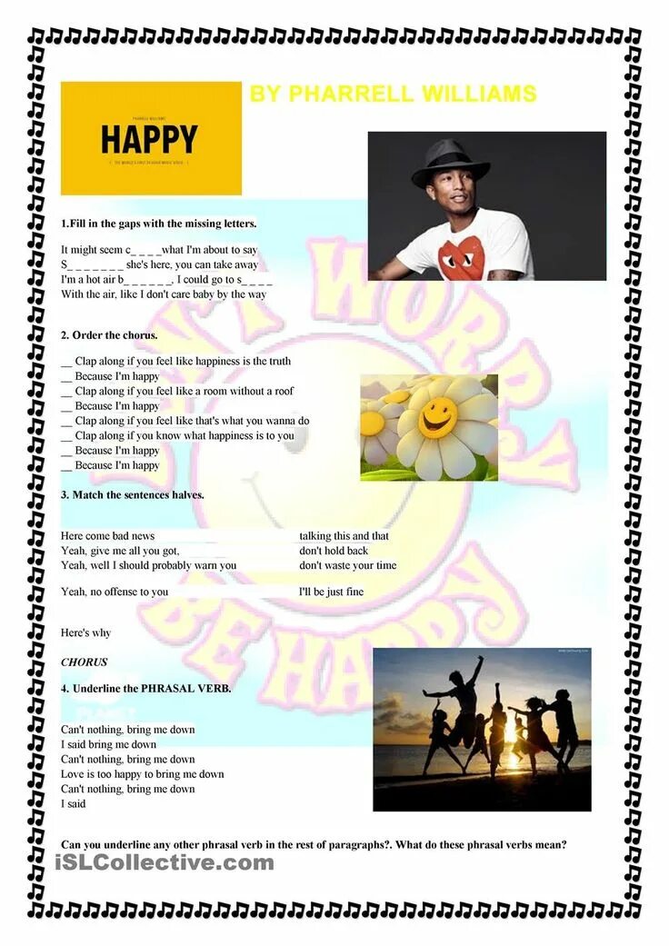 Pharrell Williams Happy. Happy Фаррелл Уильямс. Pharrell Williams Happy Worksheets. Happy Pharrell Williams текст.