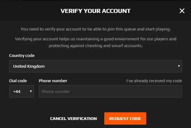 Account verification requested