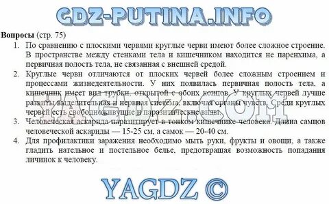 Ответы на вопросы по биологии 8