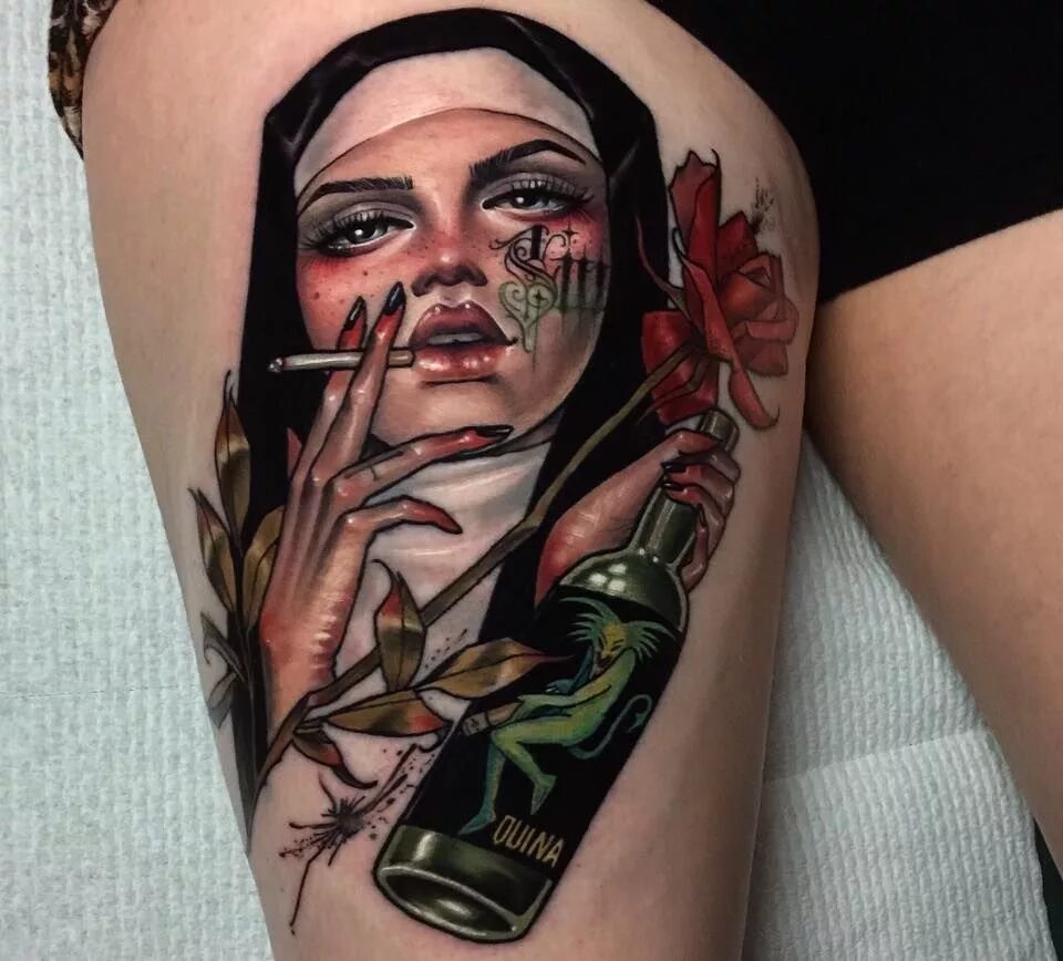 Татуха монашка с сигаретой. Монахиня тату чикано. Тату монашка с сигаретой. Курящая монахиня тату. Тату монашка на руке.