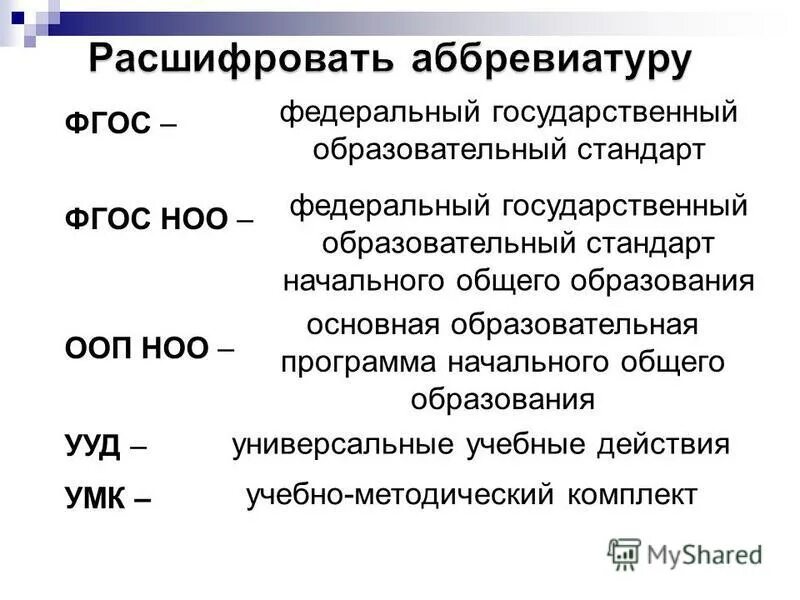 Аббревиатура школа расшифровка. Расшифровка аббревиатуры. Расшифровать аббревиатуру. Аббревиатуры в образовании. Как расшифровывается ФГОС.