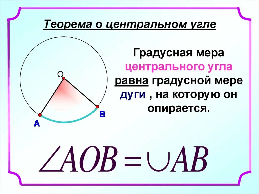 Сколько центральный угол. Теорема о вписанных и центральных углах. Теорема о Центральном и вписанном угле. Центральные и вписанные углы Тео. Градусная мера центрального угла.