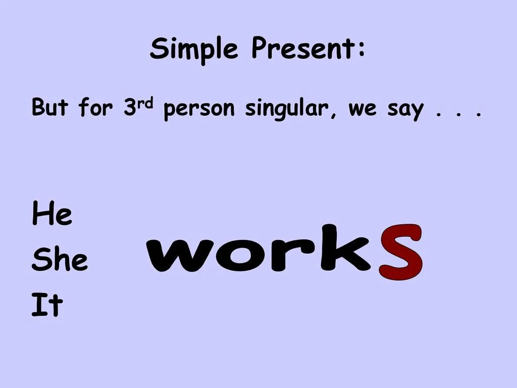 Present simple s ending. Презент симпл he she it. present simple 3rd person. present simple he she it. present simple 3rd person singular.