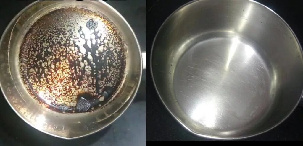 Чем отмыть сталь. Пригоревшая посуда до и после. Грязное дно кастрюли. Белые пятна на кастрюле из нержавейки. Блестящее дно кастрюли.