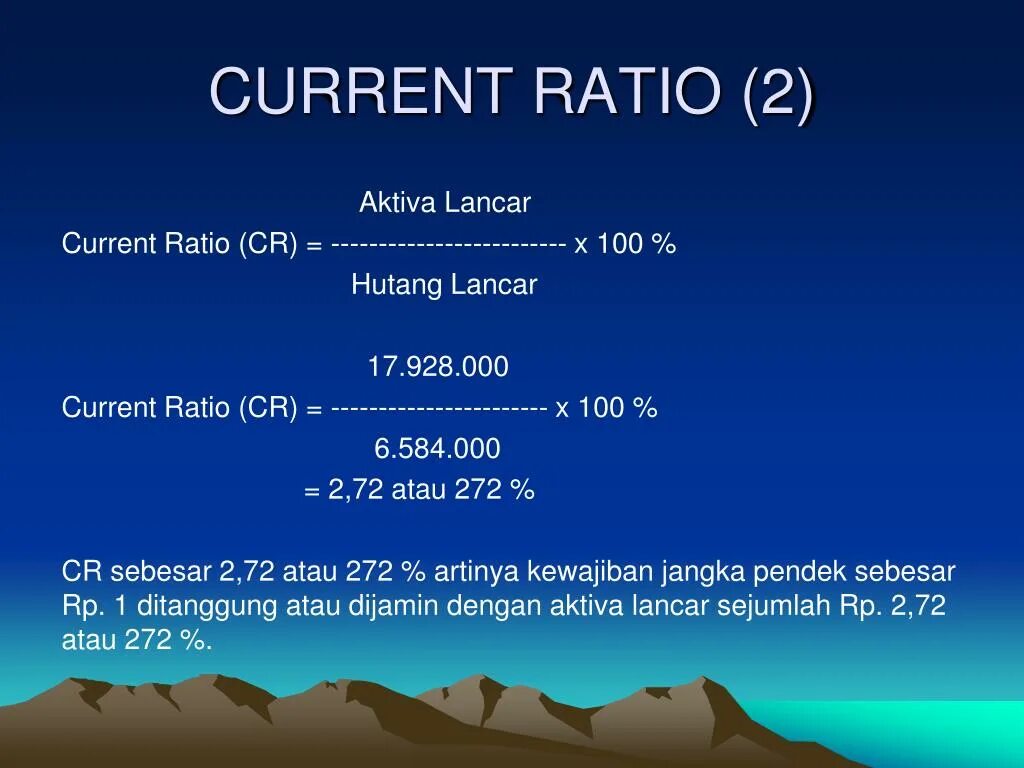 Current ratio. Current ratio