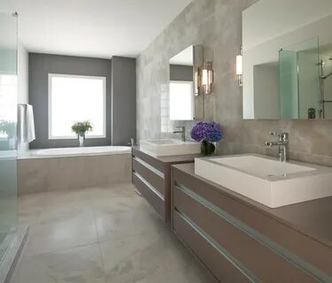 Серо бежевые ванные комнаты
