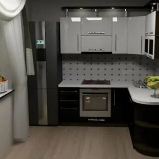 Дизайн проект кухни с холодильником