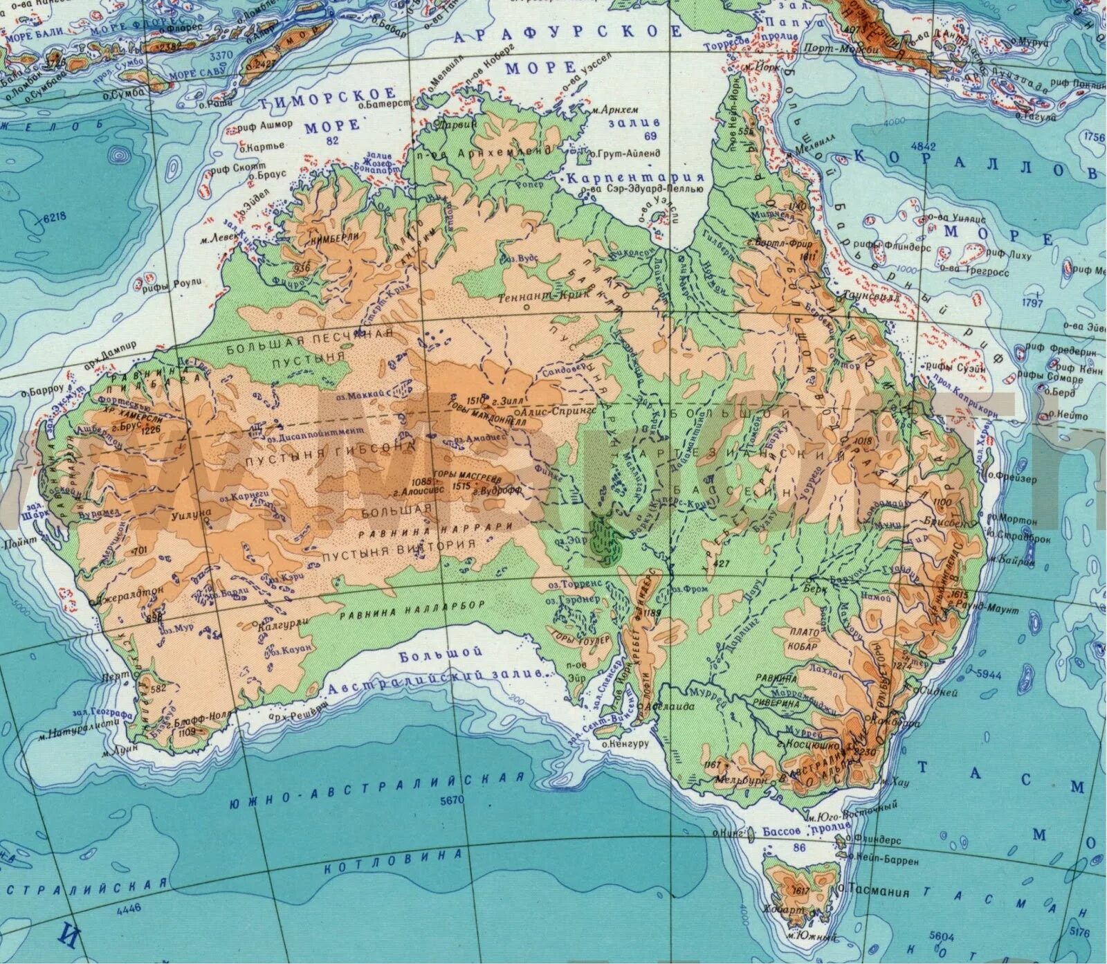 Физическая карта Австралии горы. Австралия на карте физическая карта. Карта Австралии географическая крупная. Австралия физическая карта 7 класс атлас.
