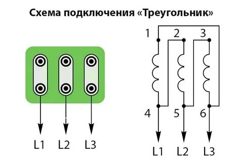 Схема подключения двигателя треугольником
