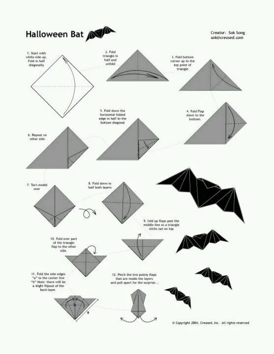 Bat Oragami Origami crafts diy, Origami crafts, Printable crafts