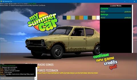 My summer car menu