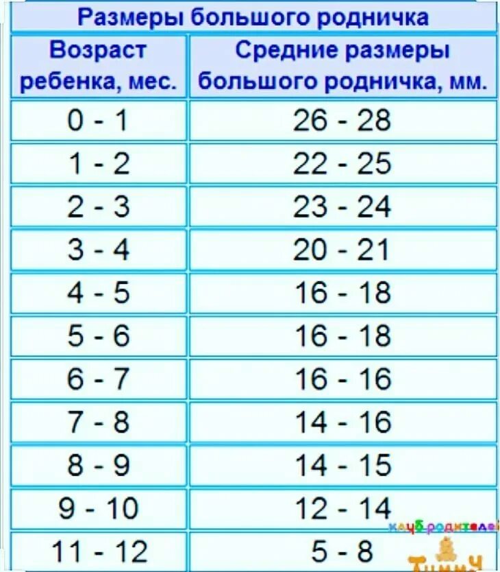 До какого возраста родничок. Большой Родничок в норме у ребенка 5 месяцев размер. Размер родничка в 6 месяцев норма таблица. Родничок у новорожденных норма в 1 месяц размер. Родничок у новорожденных норма в 4 месяца.