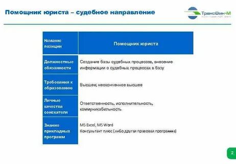 Должность юрисконсульт