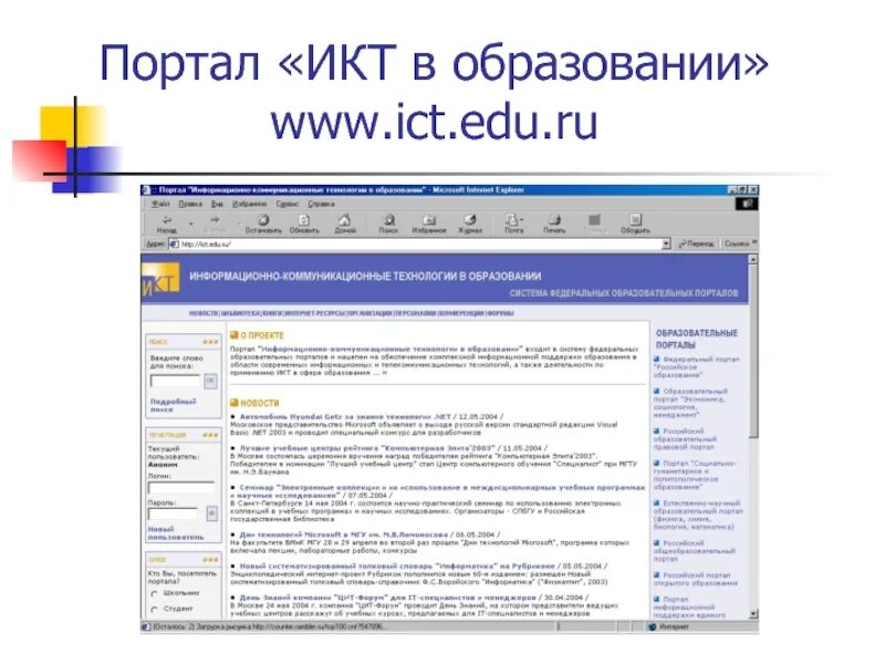 Портал ИКТ В образовании. Www.ICT.edu.ru. Www.ICT.edu.ru характеристика портала. Www.en.edu.ru характеристика. Url edu ru