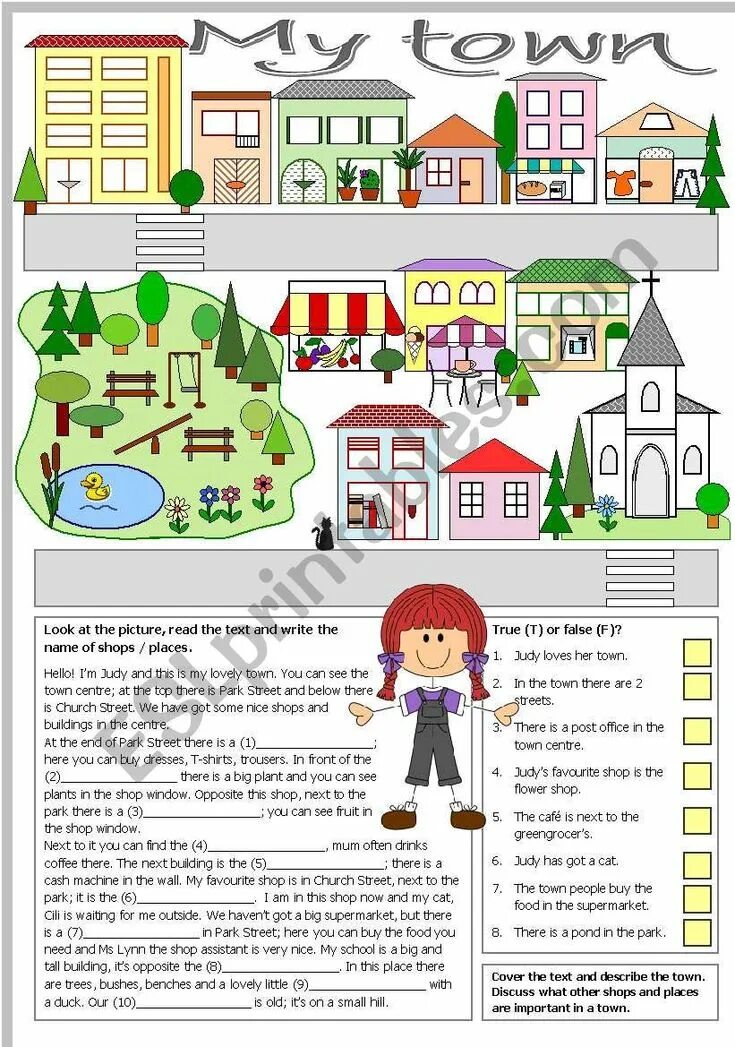 My town 6. Места в городе Worksheets. In Town задания. Задания по англ на тему город. Проект англ яз my Town.