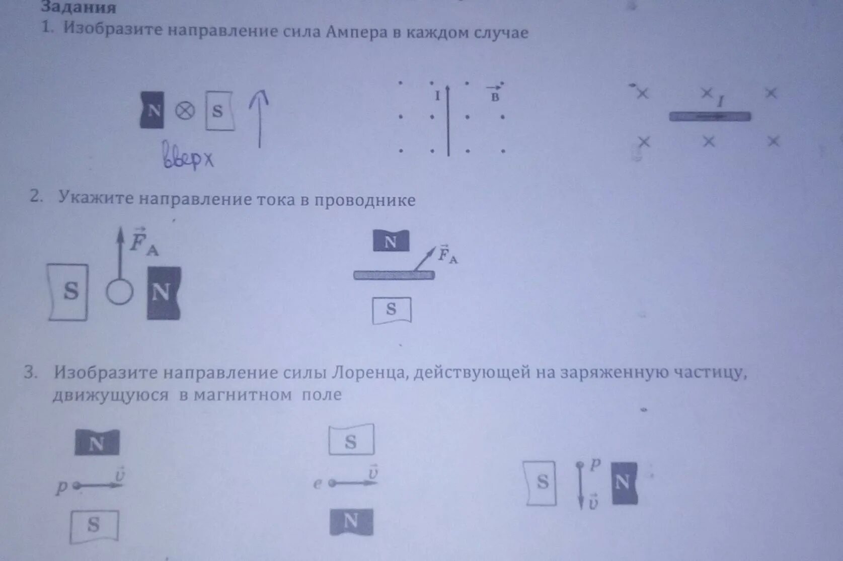 Определите направление тока на рисунке 2 вариант. Определите направление силы Ампера укажите направление на рисунке. Укажите направление силы Лоренца действующей на частицу. Изобразите направление силы Ампера. Укажите направление силы действующей на проводник.