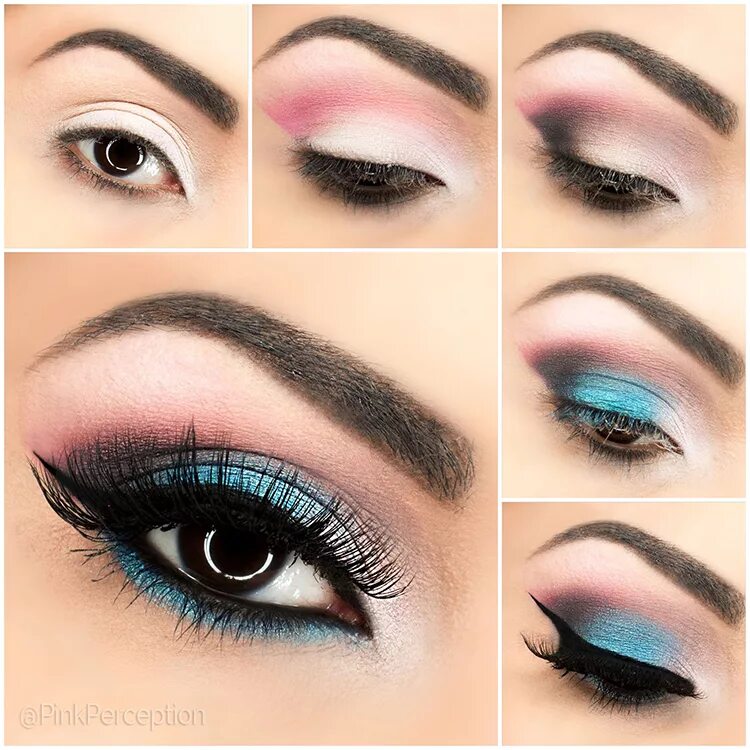 Яркий макияж. Яркий макияж глаз. Макияж пошагово. Красивый вечерний макияж пошагово. Голубой макияж для карих глаз.