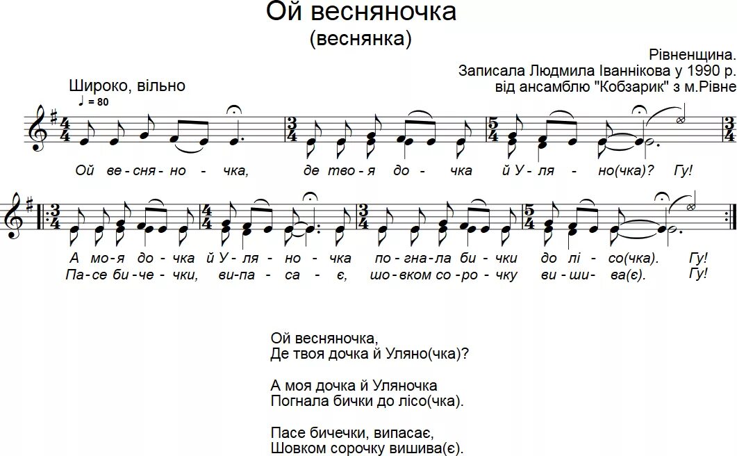 Украинская песня на воду. Веснянки Ноты для детей. Весняночка слова на украинском. Текст песни вiсняночка. Веснянка песня Ноты.