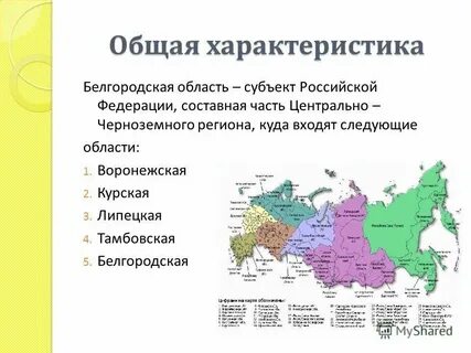 Характеристики основной основных субъектов