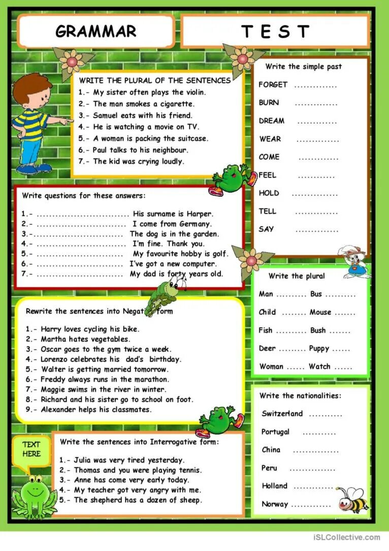 Topic form. Worksheets грамматика. Английский язык Grammar exercises. Грамматика Elementary Test. Задания уровня Elementary.