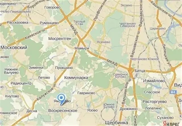 Калужское шоссе на карте