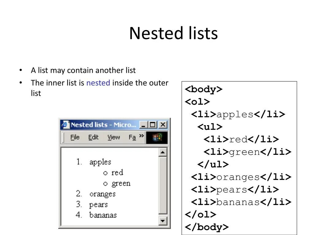 Def html. Html nested list. dl html. nested. список dl html.