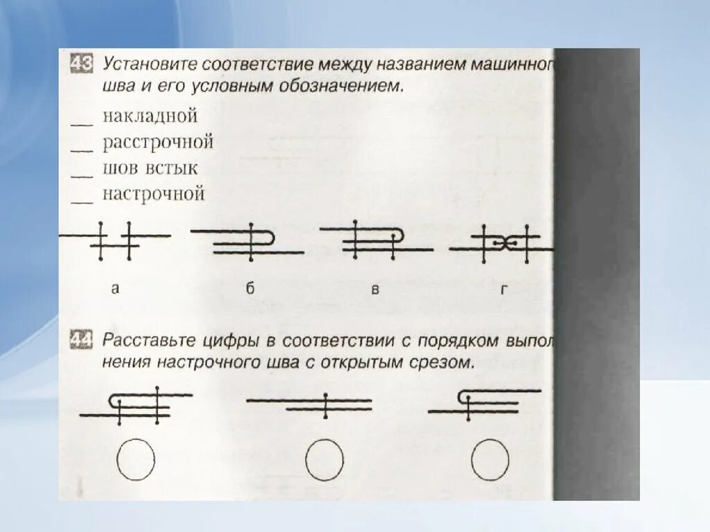 Установите соответствие между изображением инструмента. Соединительный расстрочной шов. Расстрочной шов с открытым срезом. Условные обозначения машинных швов. Название швов с условным обозначением.