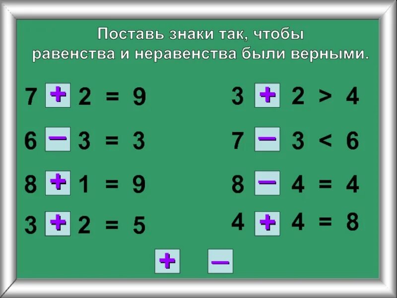 Поставь знаки фантастика. Поставь знаки. Задания по математике равенство и неравенство. Знаки равенства и неравенства. Поставь знак + или -.