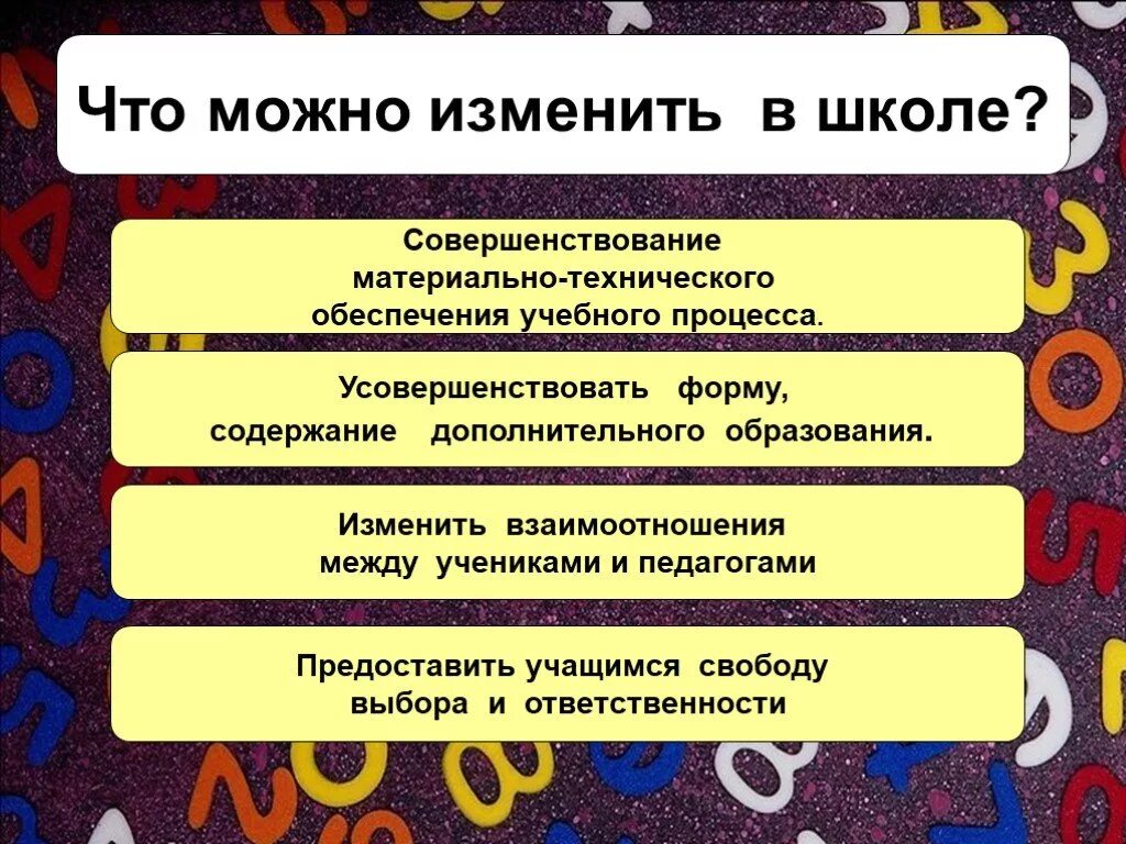 Что можно изменить в школе. Что можно изменить в школьном образовании. Что можно изменить в школе проект. Что можно изменить в образовании в школе. Проект улучшение образования в школе