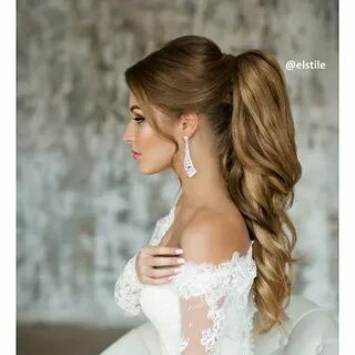 свадебный хвост прическа с фатой