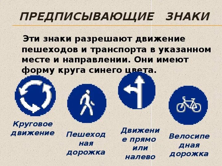 Назначение предписывающих знаков. Назначение предписывающих знаков