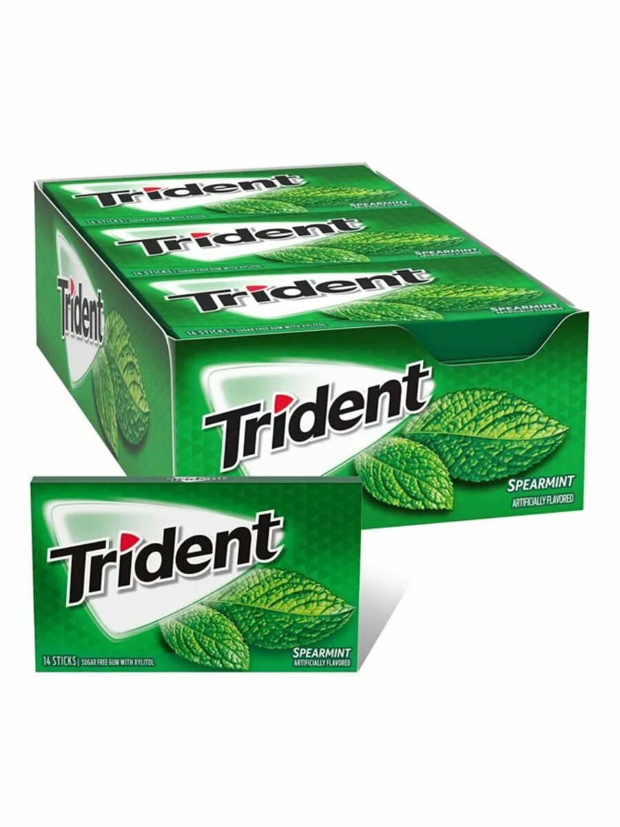 Тридент жевательная резинка. Жевательные резинки Trident Vibes Spearmint Rush 40 шт America. Тридент 2. Trident Spearmint.