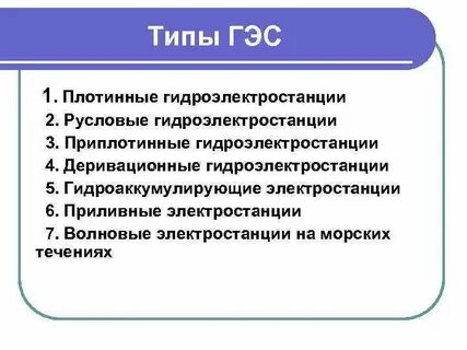 Типы гэс