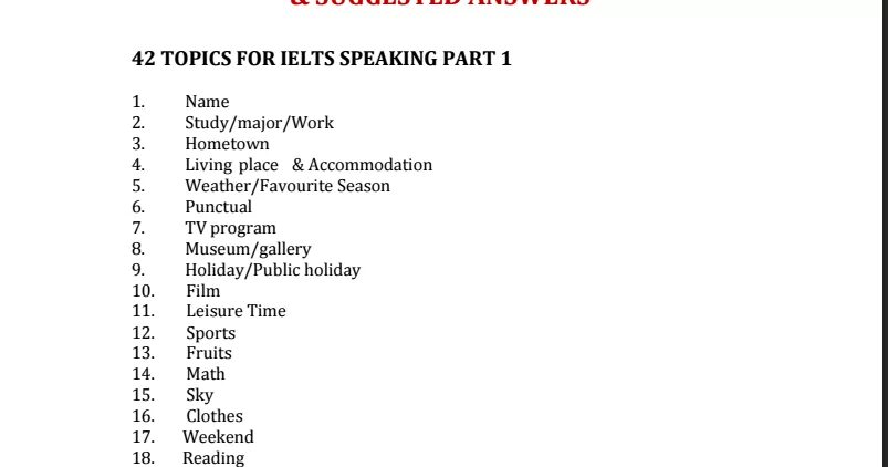 Speaking part 1 questions. Speaking part 1 questions