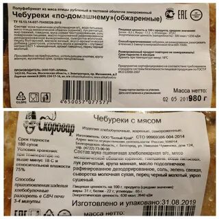 Калорийность чебурека