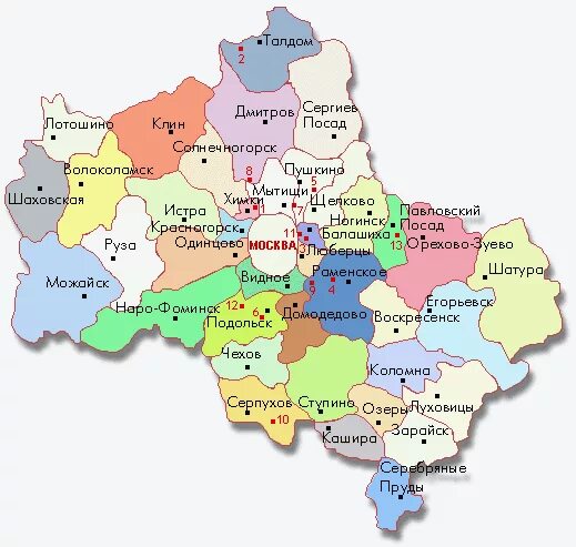 Примеры московских областей