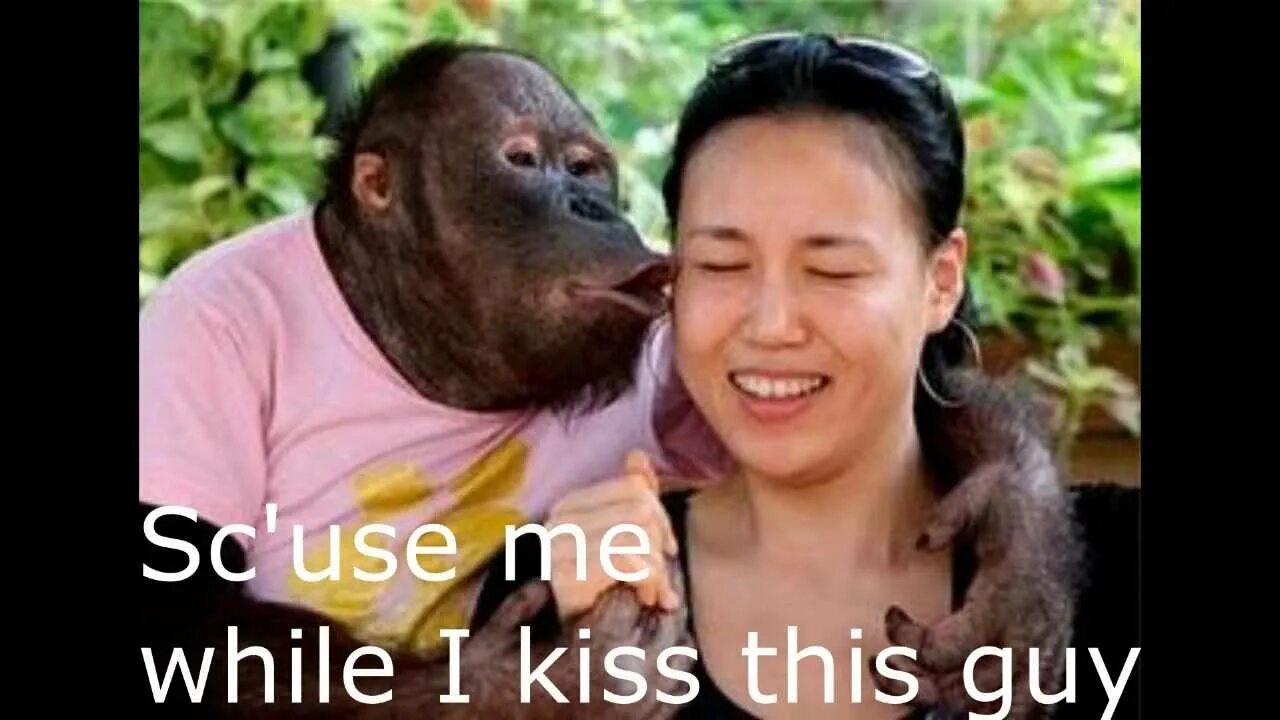 Мужчина обезьяна любовь. Девушка обезьянка. Обезьяна целует девушку. Женщина с обезьянкой. Обезьяна обнимает девушку.